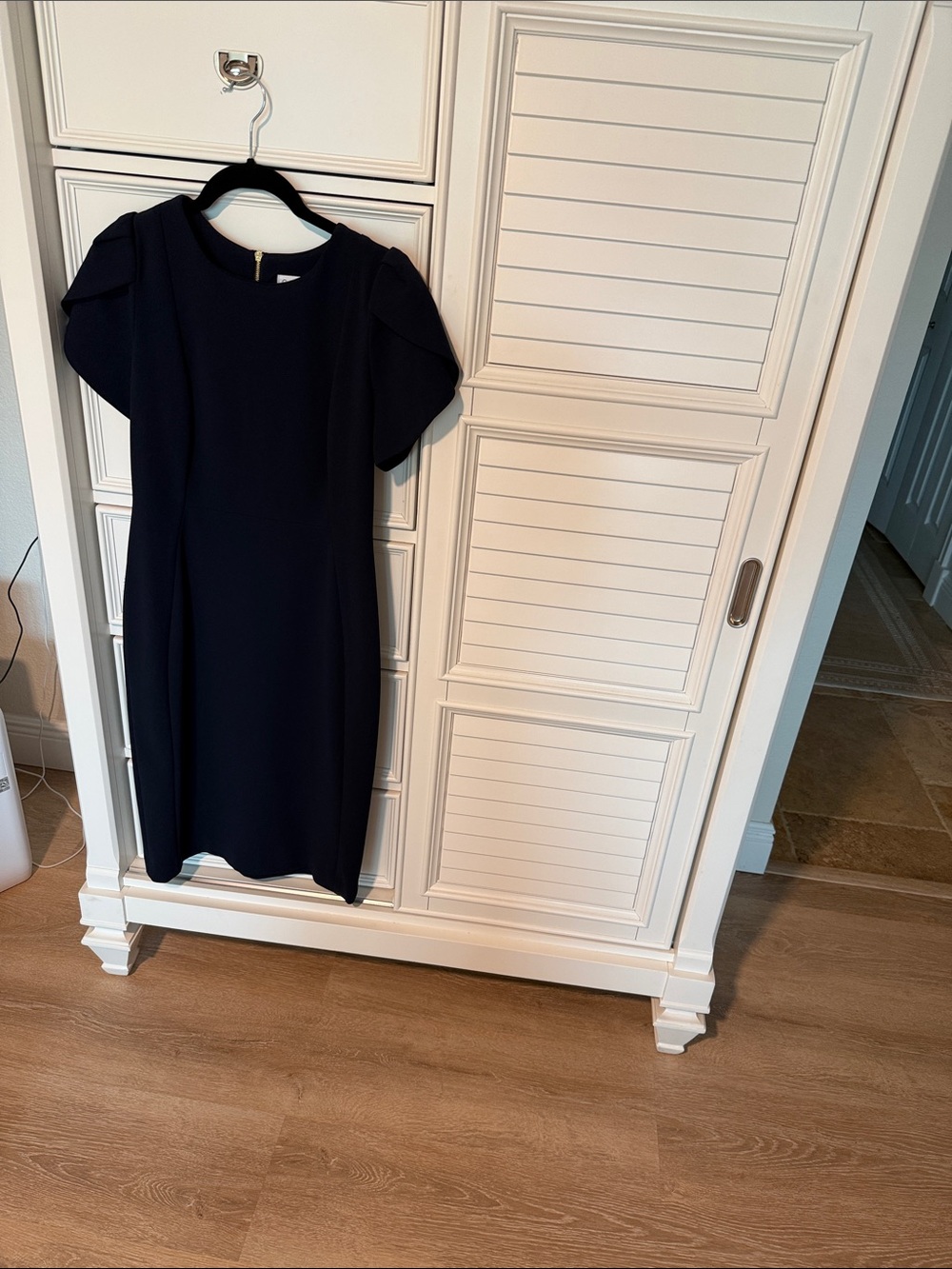 Calvin Klein Navy Short-Sleeve Midi Sheath Dress